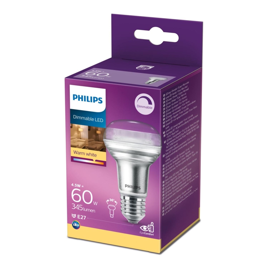 Bec LED proiector dimabil Philips E27/4,5W/230V 2700K