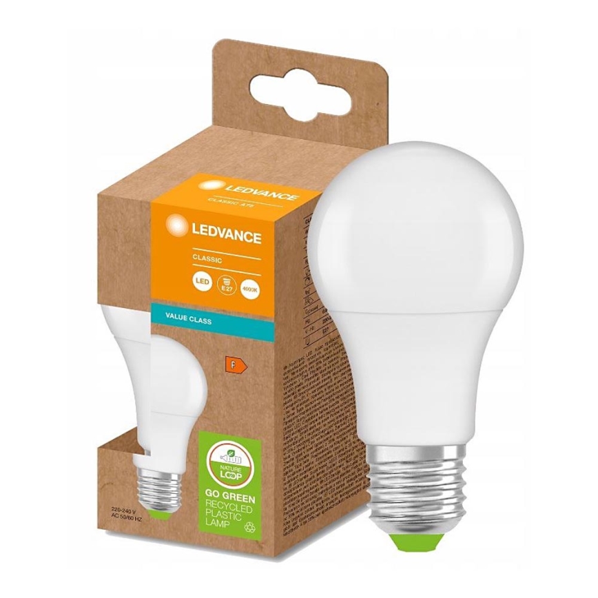 Bec LED realizat din plastic reciclat Ledvance E27/13W/230V 4000K