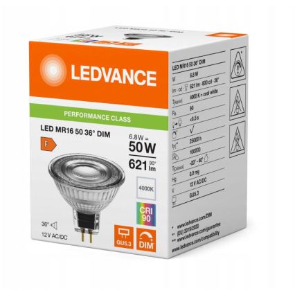 LED Bec spot dimabil MR16 GU5,3/6,8W/12V 4000K 36° CRI 90 - Ledvance
