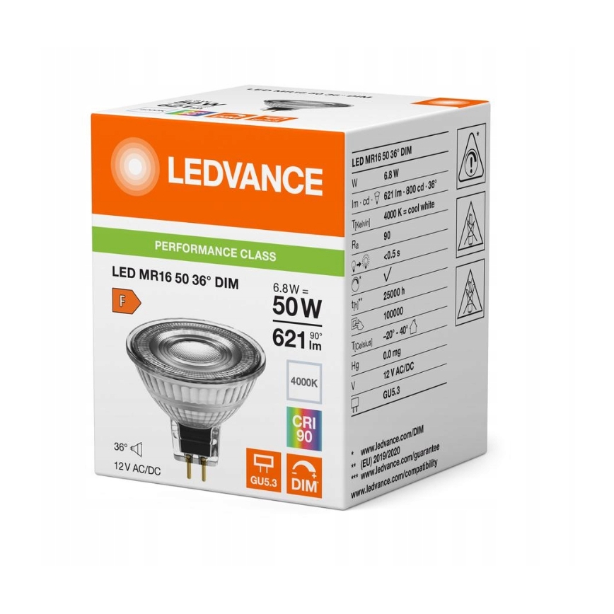 LED Bec spot dimabil MR16 GU5,3/6,8W/12V 4000K 36° CRI 90 - Ledvance