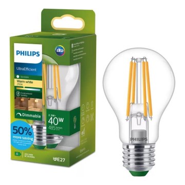 Bec LED reglabil ULTRAEFFICIENT VINTAGE Philips A60 E27/2,3W/230V 2700K