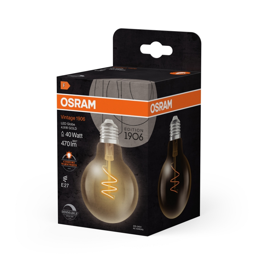 Bec LED reglabil VINTAGE FILAMENT E27/4,9W/230V 2200K CRI 90 - Osram