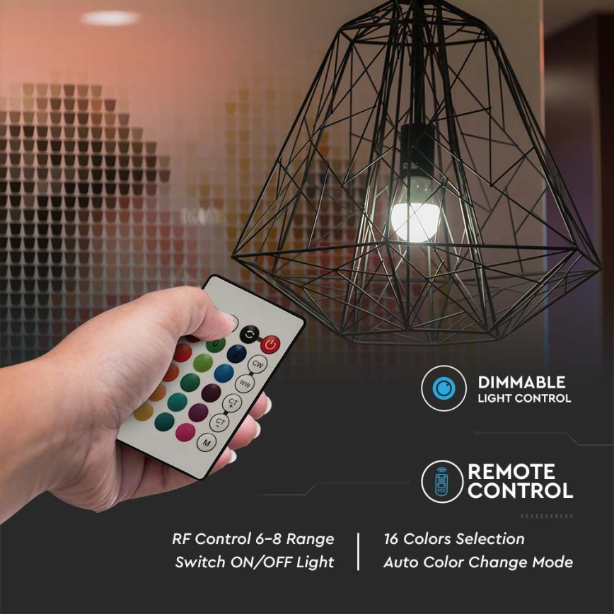 Bec LED RGB dimabil A60 E27/8,5W/230V 4000K + telecomandă