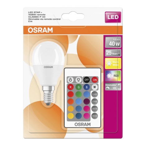 Bec LED RGB dimabil E14/5,5W/230V 2700K Osram