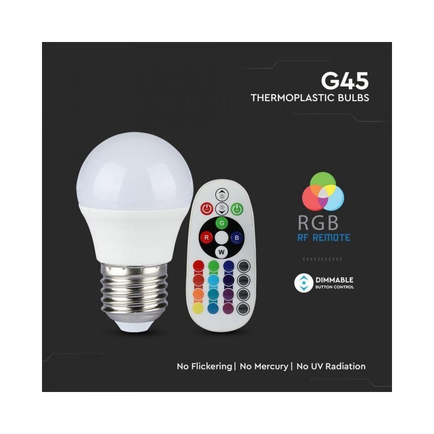 Bec LED RGB dimabil E27/3,5W/230V 6400K + telecomandă