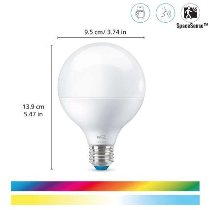 Bec LED RGB dimabil G95 E27/11W/230V 2200-6500K Wi-Fi WiZ