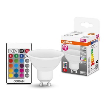 Bec LED RGB dimabil GU10/4,2W/230V 2700K + telecomandă - Osram
