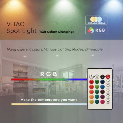 Bec LED RGB reglabil P45 E14/4,8W/230V 3000K cu telecomandă