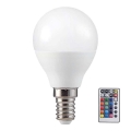 Bec LED RGB reglabil P45 E14/4,8W/230V 3000K cu telecomandă