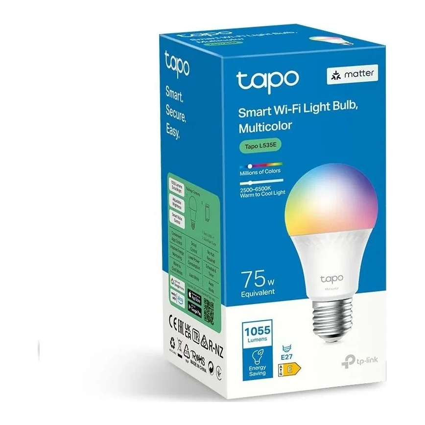 Bec LED RGBW reglabil MATTER A60 E27/8,6W/230V 2500-6500K Wi-Fi - TP-Link