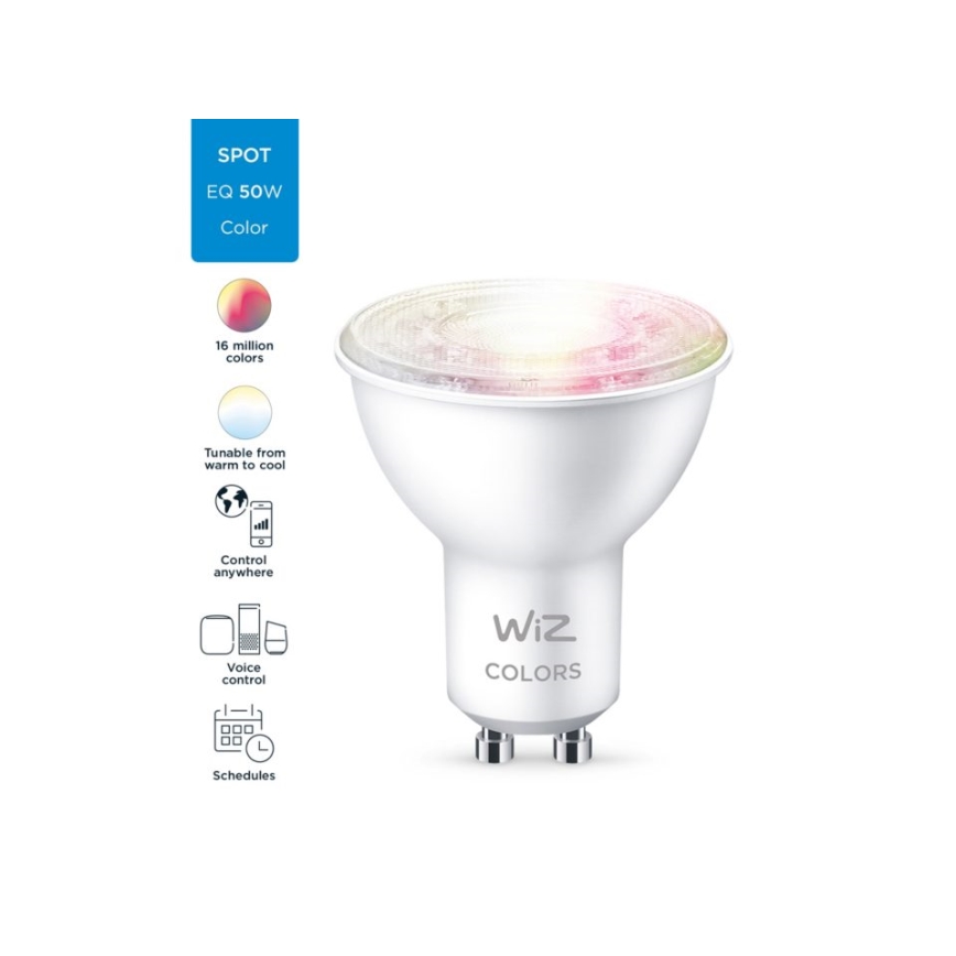 Bec LED RGBW dimabil PAR16 GU10/4,7W/230V 2200-6500K CRI 90 Wi-Fi WiZ