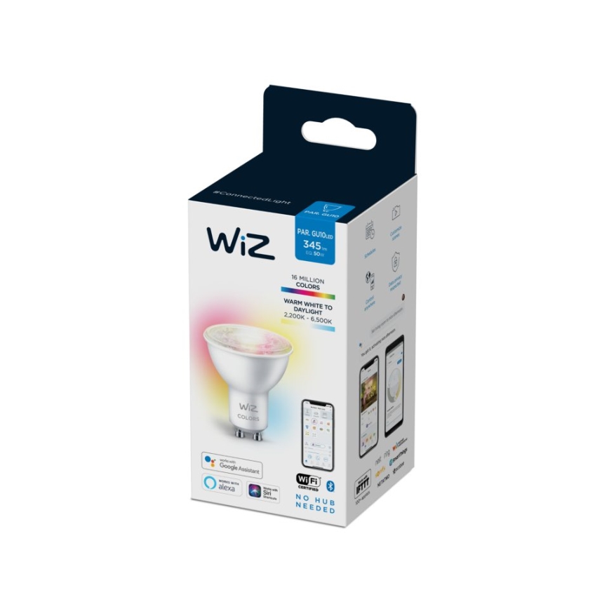Bec LED RGBW dimabil PAR16 GU10/4,7W/230V 2200-6500K CRI 90 Wi-Fi WiZ
