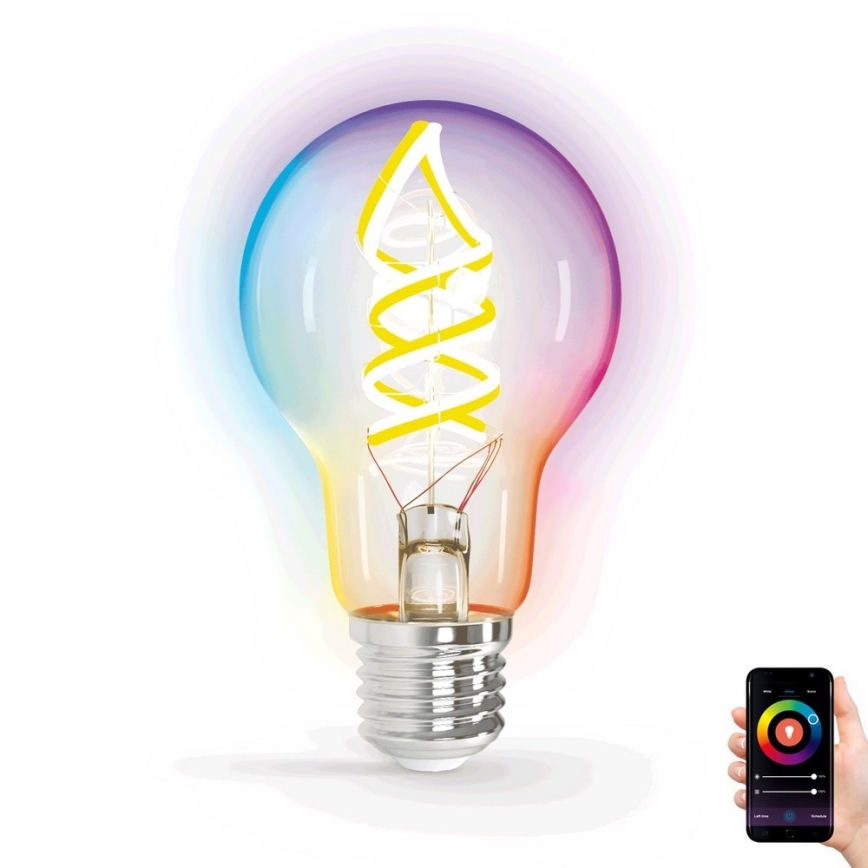 Bec LED RGBW FILAMENT Aigostar A60 E27/4,9W/230V 2700K Wi-Fi