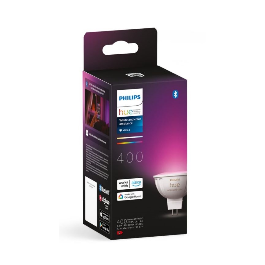 Bec LED RGBW reglabil Philips Hue White and Color Ambiance GU5,3/MR16/6,3W/12V 2000-6500K