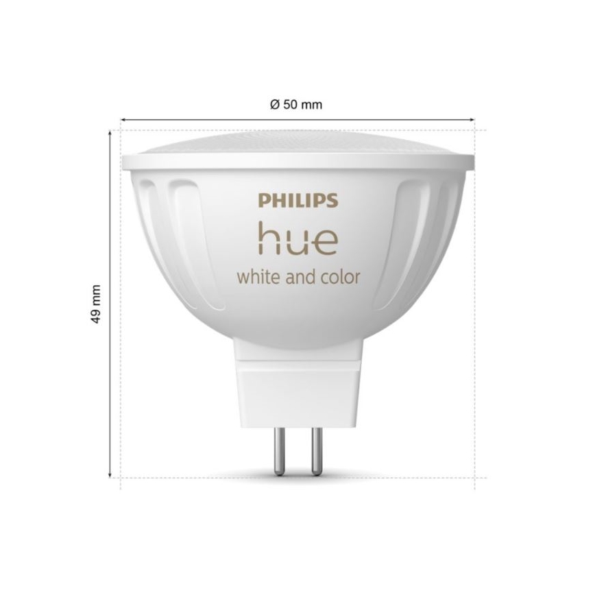 Bec LED RGBW reglabil Philips Hue White and Color Ambiance GU5,3/MR16/6,3W/12V 2000-6500K