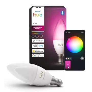 Bec LED RGBW reglabil Philips Hue White And Color Ambiance B39 E14/3,7W/230V 1000-20000K