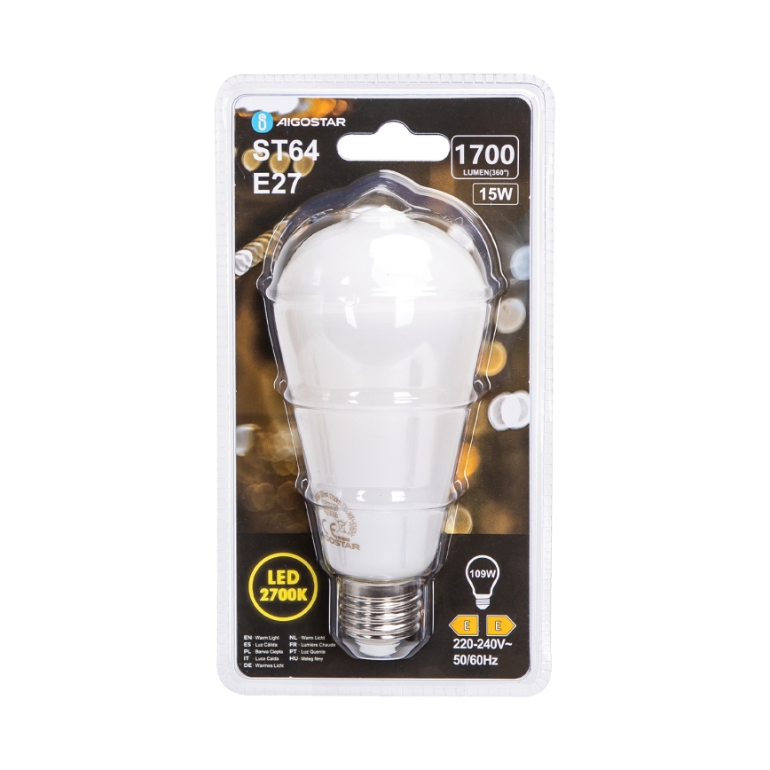 Bec LED ST64 E27/15W/230V 2700K - Aigostar