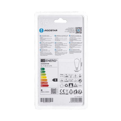 Bec LED ST64 E27/8W/230V 2700K - Aigostar