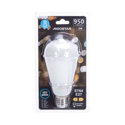 Bec LED ST64, E27, 8W, 230V, 6500K - Aigostar