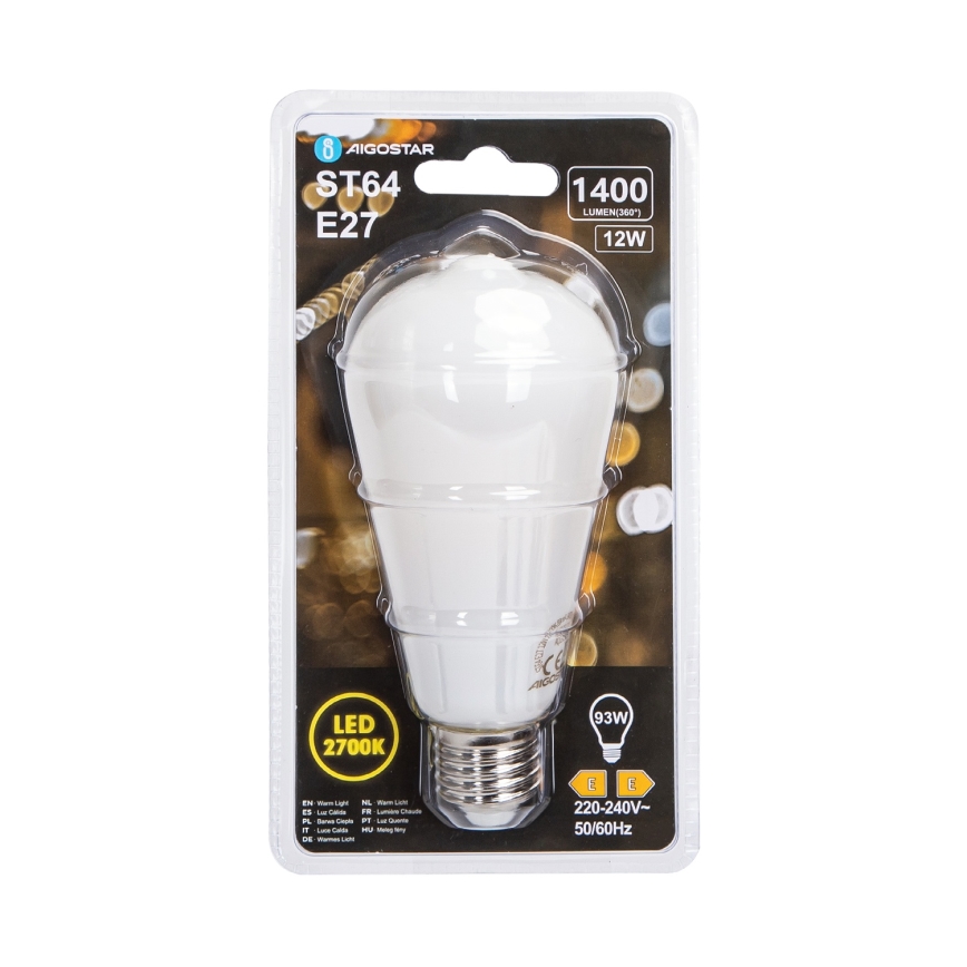 Bec LED ST64, soclu E27, 12W, 230V, 2700K - Aigostar