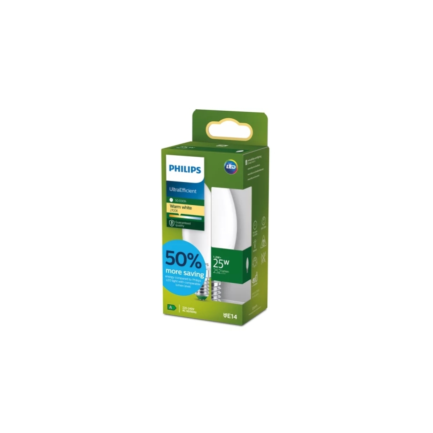 Bec LED ULTRAEFFICIENT Philips B35 E14/1,2W/230V 2700K