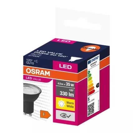 Bec LED VALUE PAR16 GU10/4,5W/230V 2700K 120° Osram