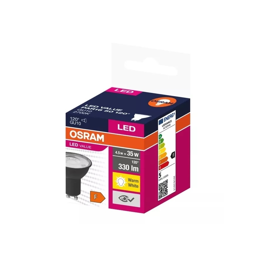 Bec LED VALUE PAR16 GU10/4,5W/230V 2700K 120° Osram