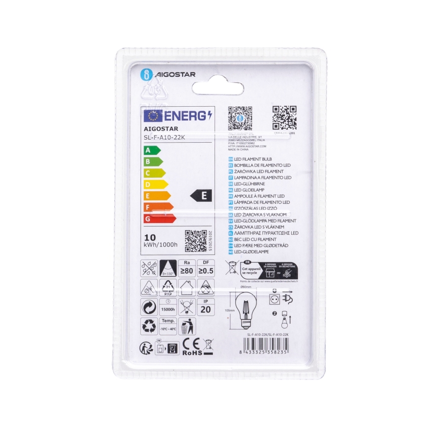 Bec LED VINTAGE A60 E27/10W/230V 2200K - Aigostar
