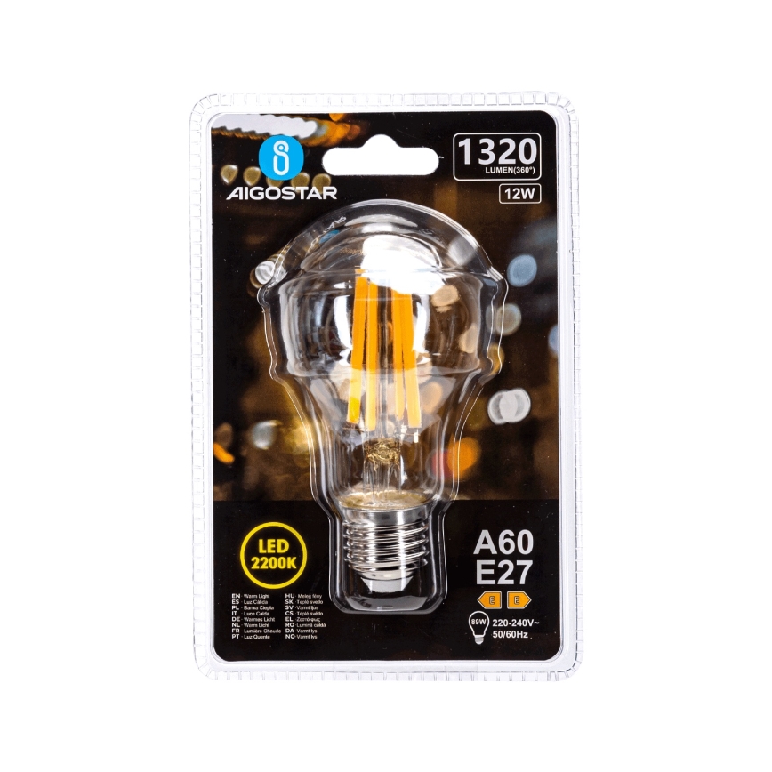Bec LED Vintage A60 E27/12W/230V 2200K - Aigostar