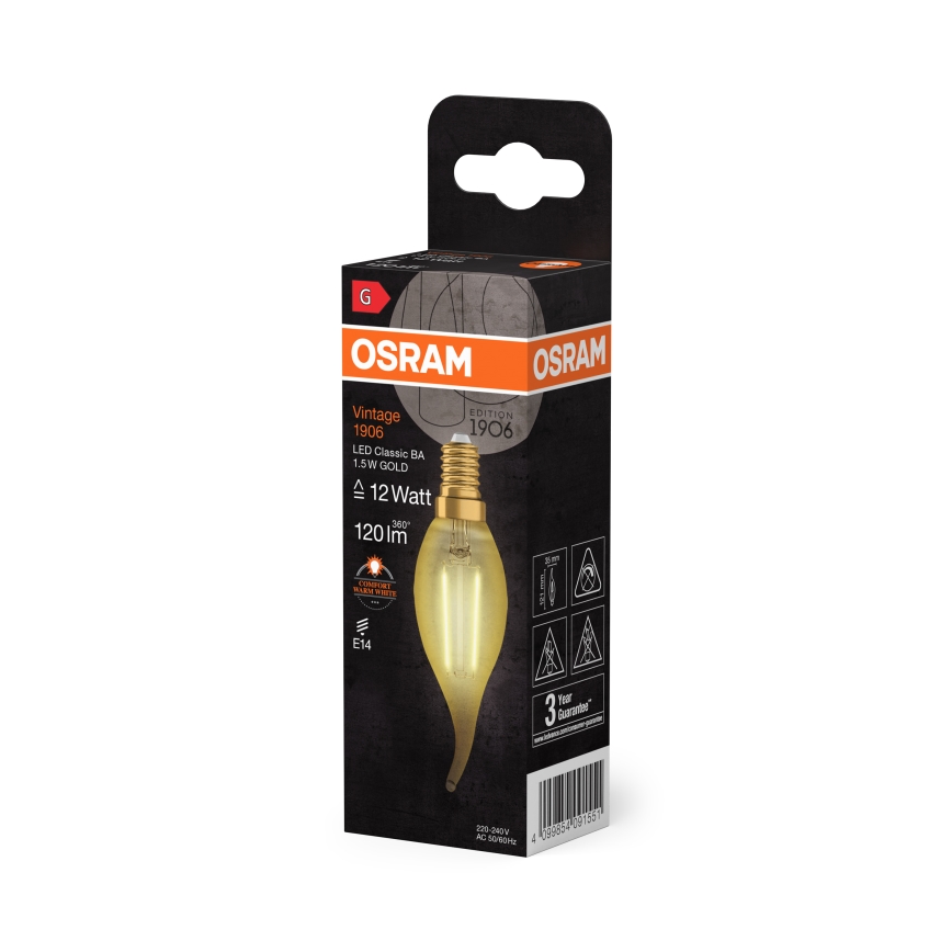 Bec LED vintage cu filament E14/1,5W/230V 2400K - Osram