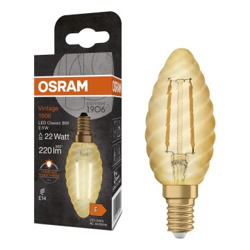 Bec LED vintage cu filament E14, 2,5 W, 230 V, 2400 K - Osram