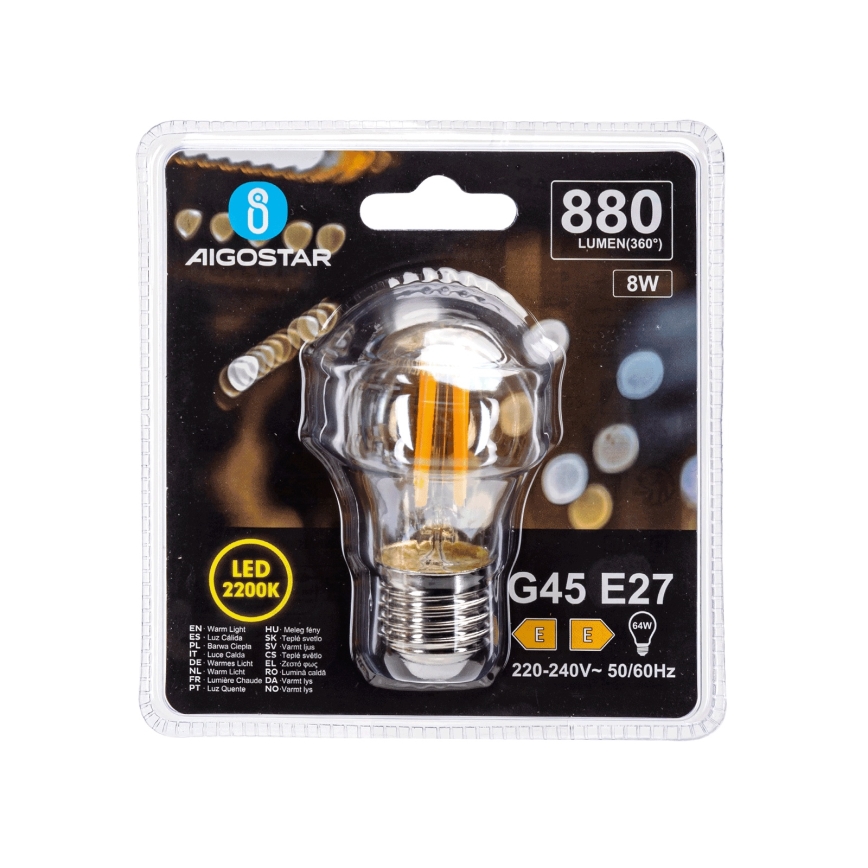 Bec LED vintage G45 E27/8W/230V 2200K - Aigostar