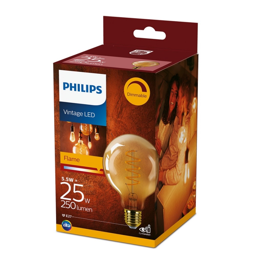 Bec LED vintage dimabil Philips G93 E27/4W/230V 1800K