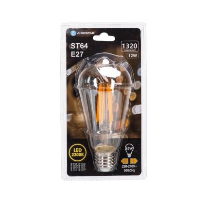 Bec LED Vintage ST64 E27, 12W, 230V, 2200K - Aigostar
