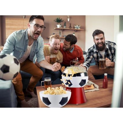 Beper - Aparat pentru popcorn 1200W/230V, model minge de fotbal, roșu