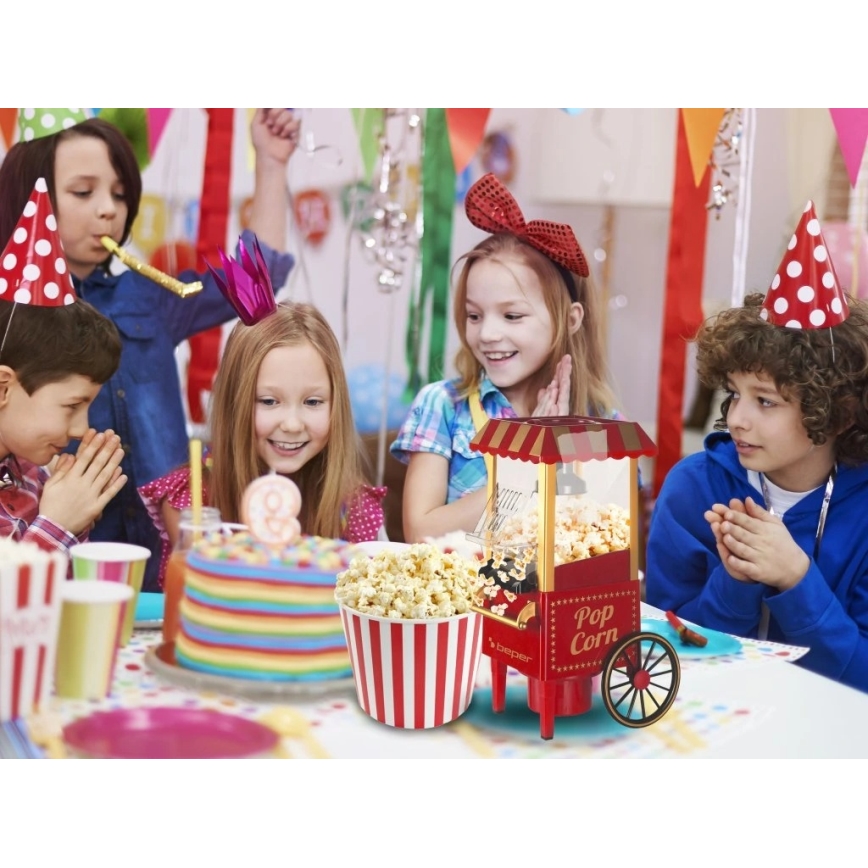 Beper - Aparat pentru popcorn 1200W/230V, roșu