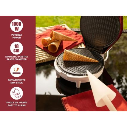 Beper - Aparat pentru vafe 2 în 1 1000 W/230 V roșu