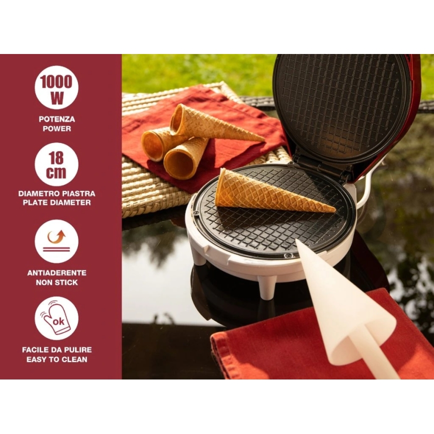 Beper - Aparat pentru vafe 2 în 1 1000 W/230 V roșu