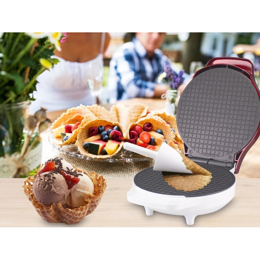 Beper - Aparat pentru vafe 2 în 1 1000 W/230 V roșu