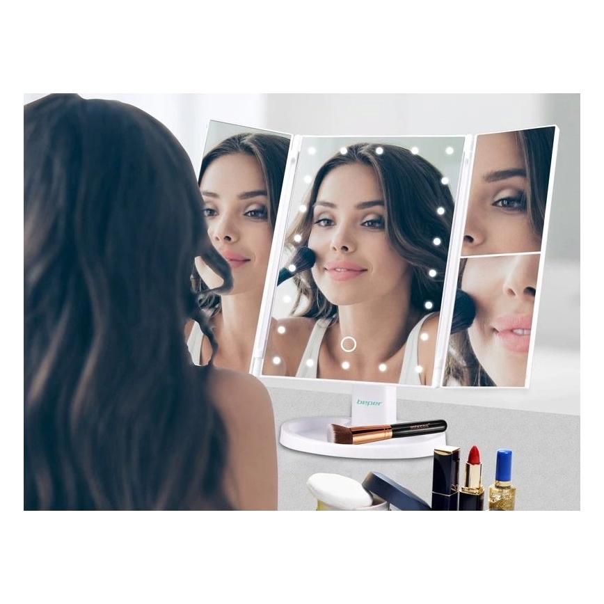 Beper - Oglindă cosmetică cu iluminare LED, 4xAAA/5V