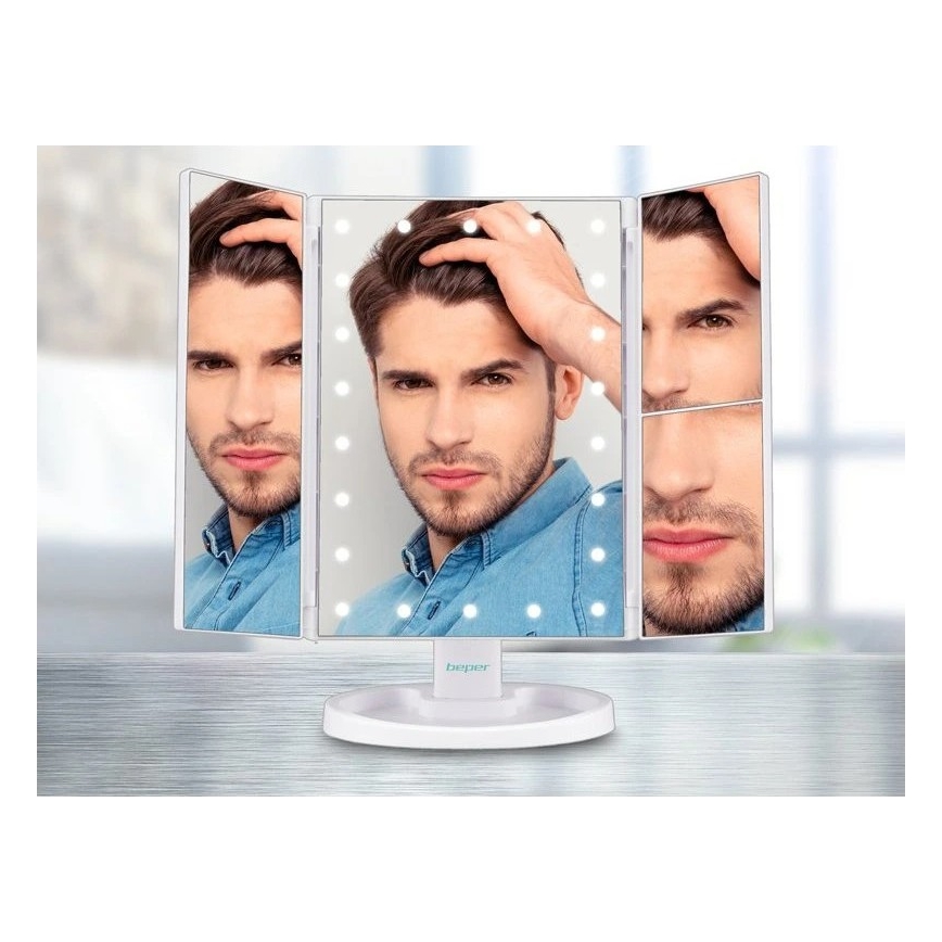 Beper - Oglindă cosmetică cu iluminare LED, 4xAAA/5V