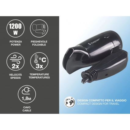 Beper - Uscător de păr de călătorie 1200W/230V