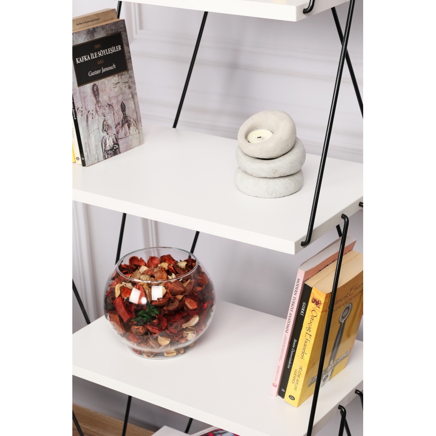 Bibliotecă BALABAN 165x48 cm albă/neagră