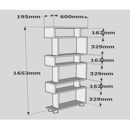 Bibliotecă BLOK 165x60 cm albă