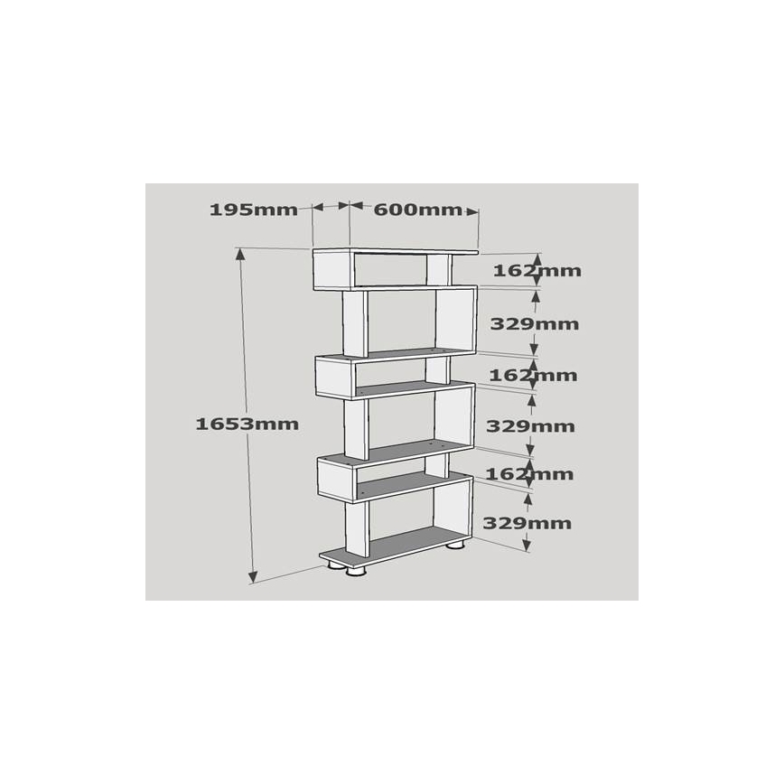 Bibliotecă BLOK 165x60 cm albă