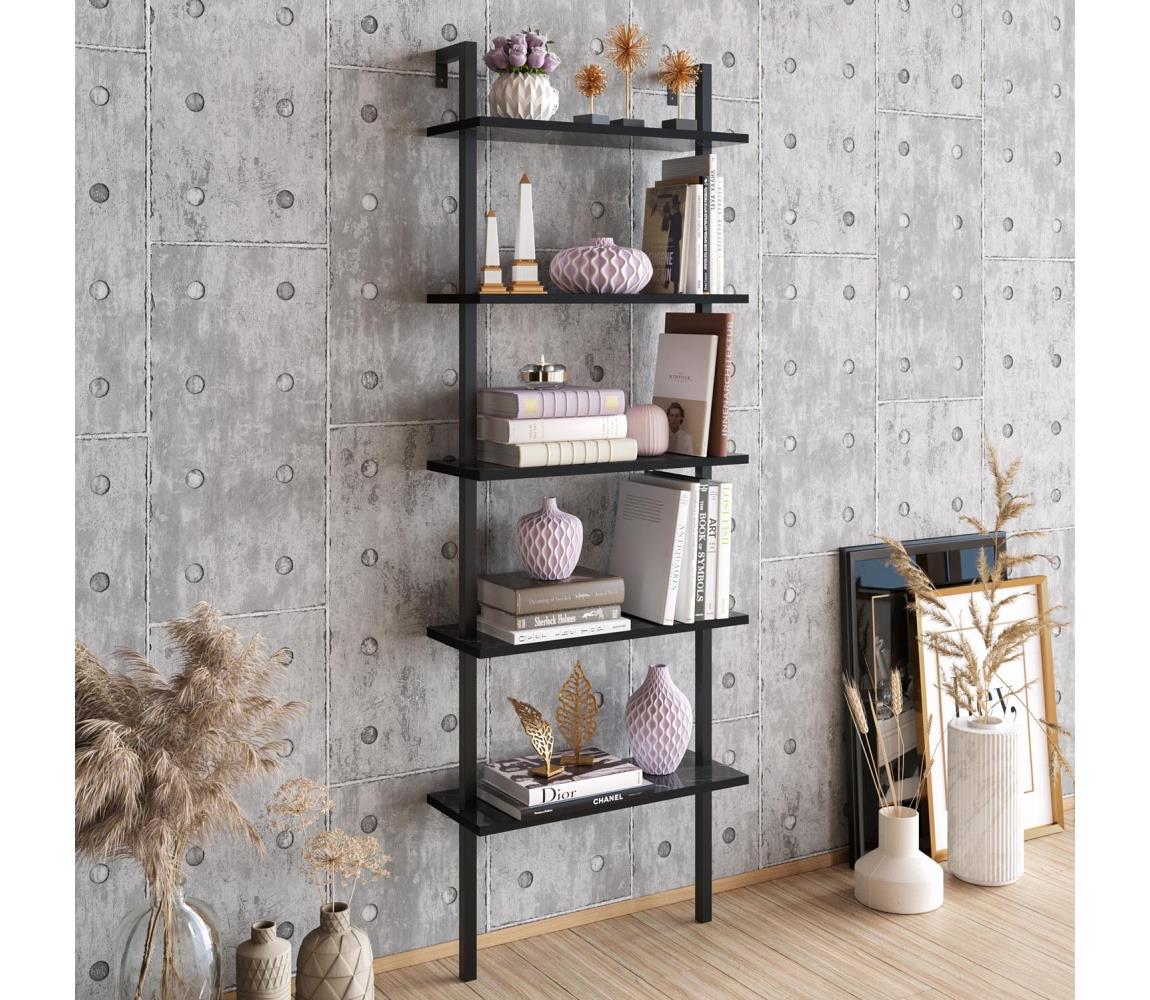 Bibliotecă de perete PIANTE 174x60 cm neagră