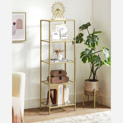 Bibliotecă GLASY 40x125x30 cm aurie