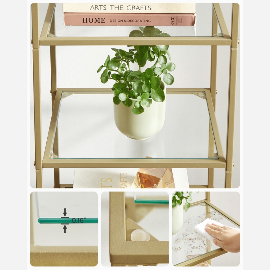 Bibliotecă GLASY 40x125x30 cm aurie