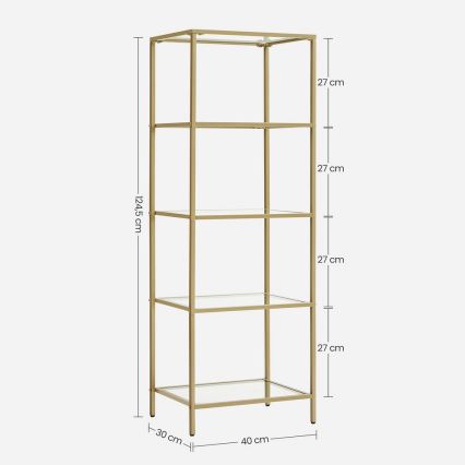 Bibliotecă GLASY 40x125x30 cm aurie