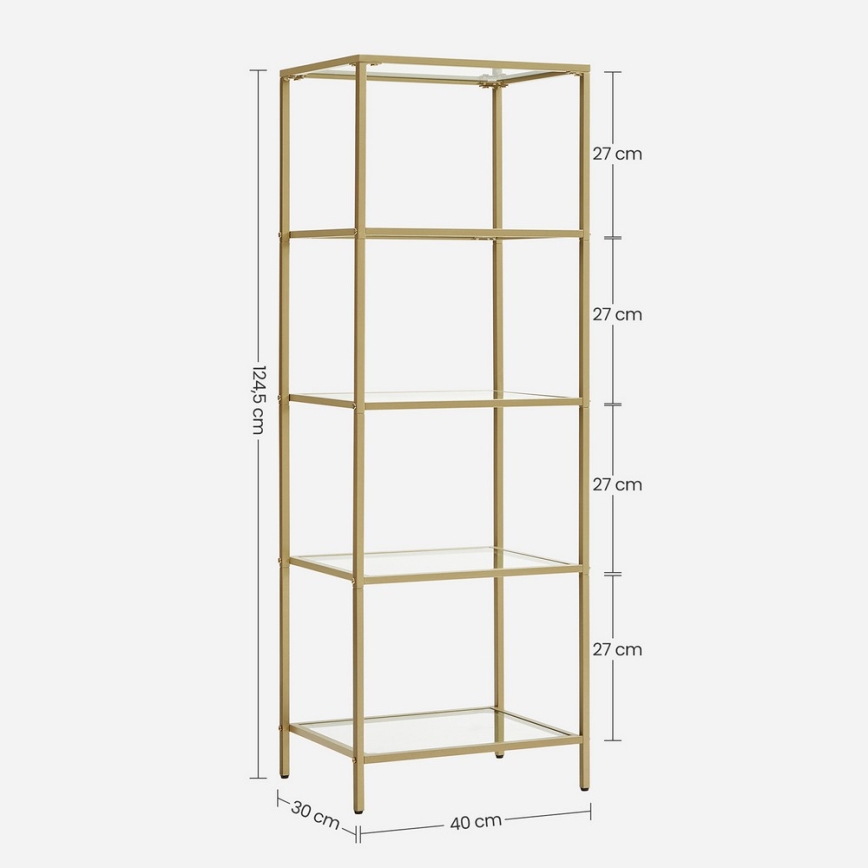 Bibliotecă GLASY 40x125x30 cm aurie